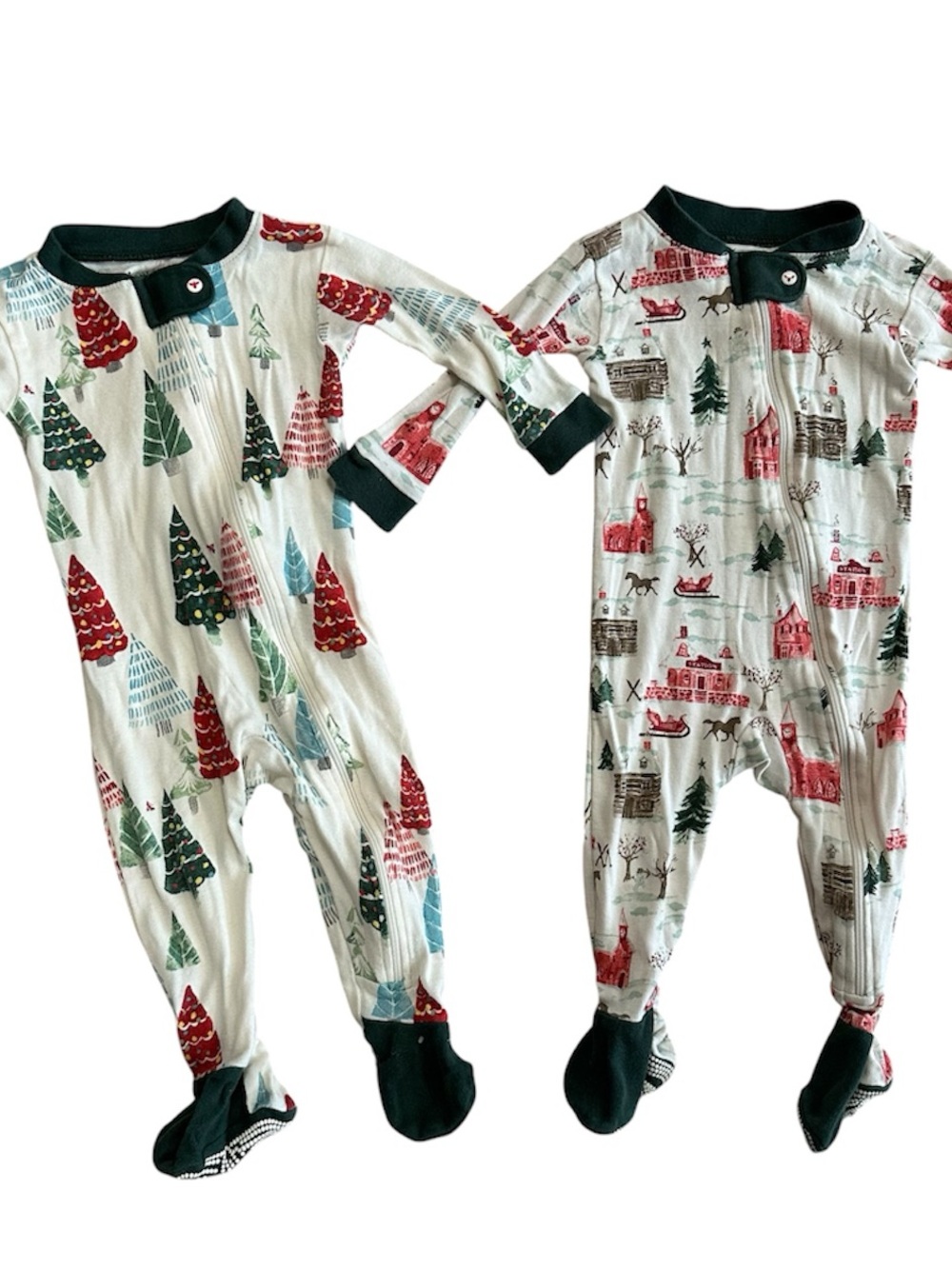 Burt’s Bees 🐝 3-6 month Baby Christmas 🎄 lot of two footed Onesies